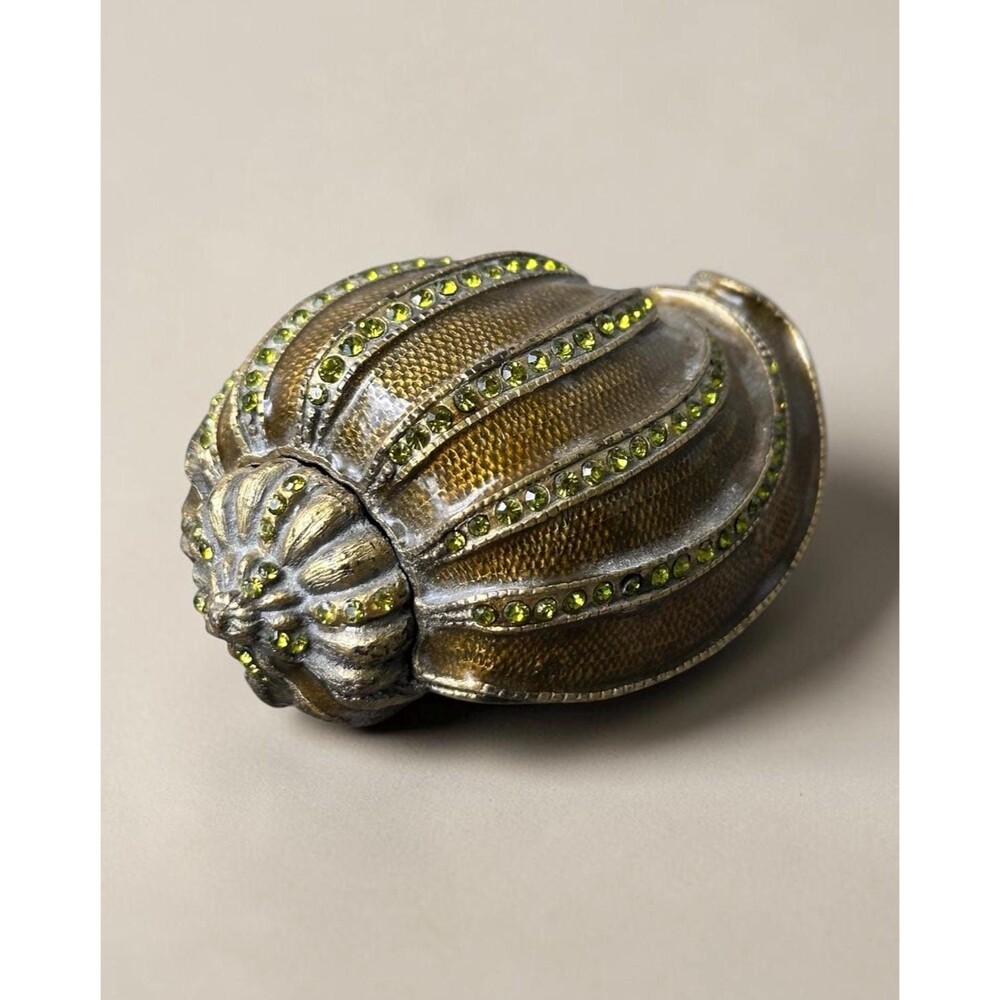 Vintage Jeweled Gold Shell Trinket Box